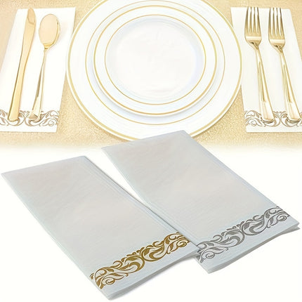 100pcs Elegant Disposable Linen-Feel Napkins