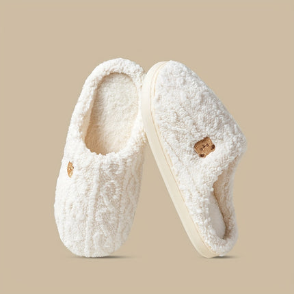 Cozy Striped Bear Print Slippers