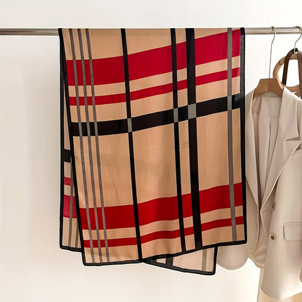 Chic Red Striped Imitation Cashmere Scarf