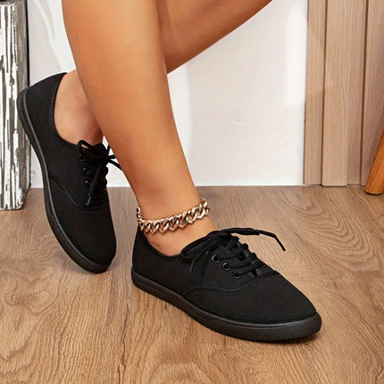 Black Canvas Lace-Up Sneakers