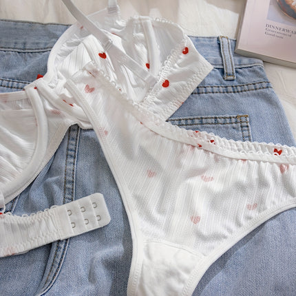 Heart Print Lingerie Set with Bow