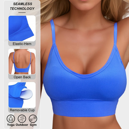 Knitted Ribbed Halter Sports Bra