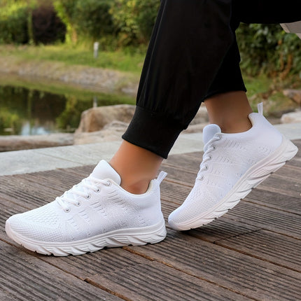 Men’s Solid White Breathable Running Shoes