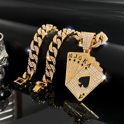 1pc Poker Pendant + Cuban Chain