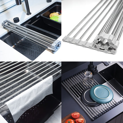 WONGIRL Stainless Steel Roll-Up Dish Drying Rack - Foldable
