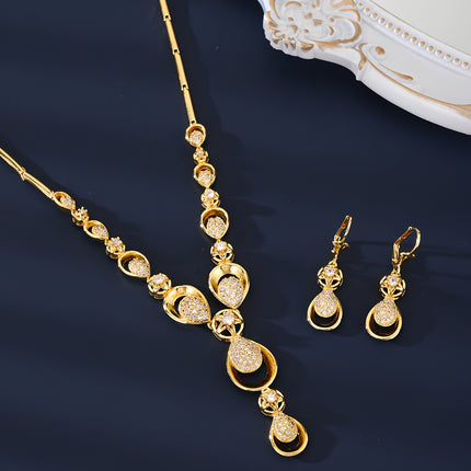 5pcs Flower & Water Drop Jewelry Set