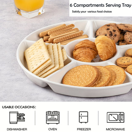 6-Compartment Round Snack Plate: Perfect for Parties