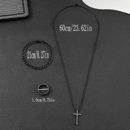 Men's Dark Cross Jewelry Set