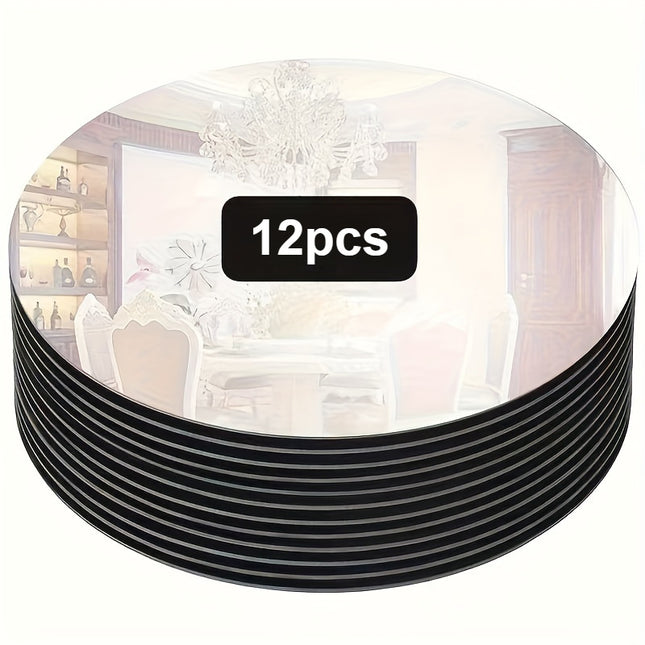 12-Pack Round Acrylic Mirror Plates
