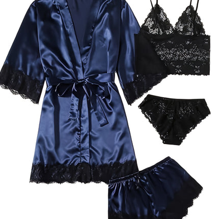 Elegant Satin Lace Lounge Set