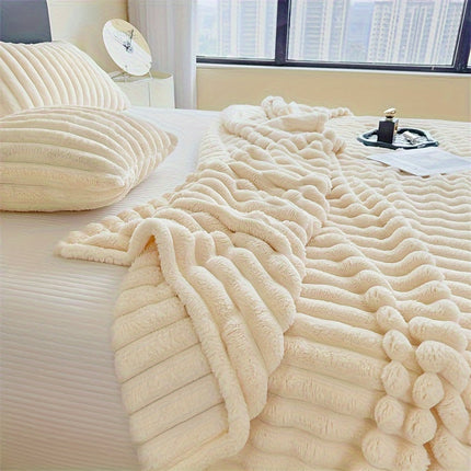 Champagne Plush Throw Blanket – Soft All-Season Comfort - Monti Bargains
