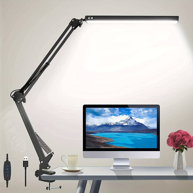Dimmable LED Desk Lamp with Clamp - 3 Lighting Modes