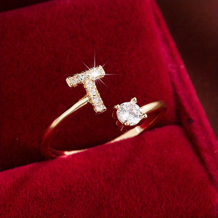 Adjustable Letter Zirconia Copper Ring