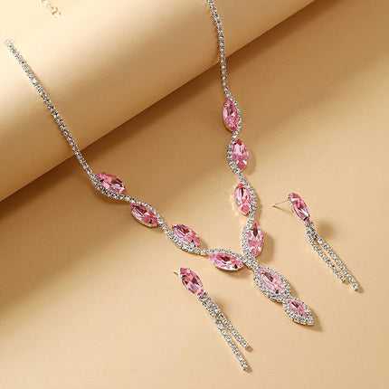 Rhinestone & Pink Diamond Bridal Set