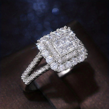 Iced Out Square Zirconia Wedding Ring