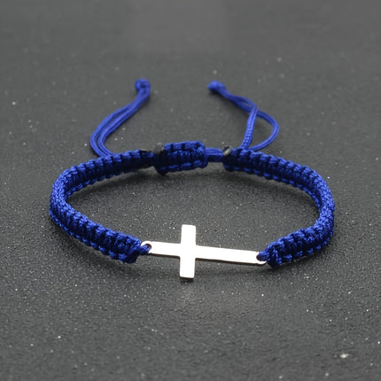 Men's Braided Stainless Steel Cross Bracelet