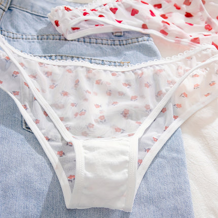 Floral & Heart Print Panty Set