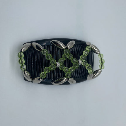 Women's Double-Sided Beaded Hair Comb – Elegant Ponytail Barrette
