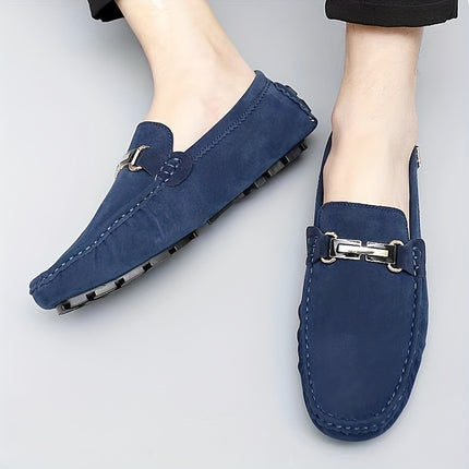 Men's Moccasin Loafers with Metallic Decor
