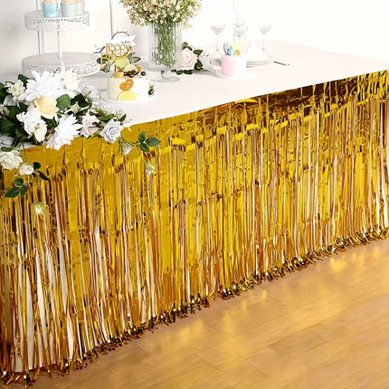1pc Golden Tassel Table Skirt