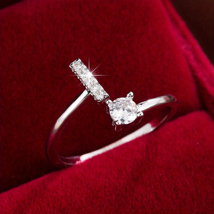 Adjustable Letter Zirconia Copper Ring