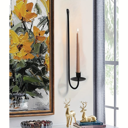 Set of 2 Wall-Mounted Metal Candle Sconces - Elegant Pillar Holders