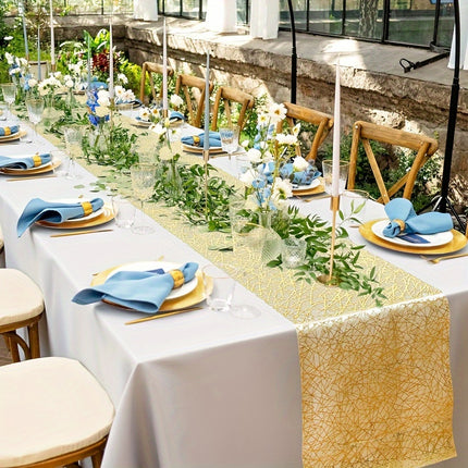 Elegant Golden Foil Mesh Table Runner