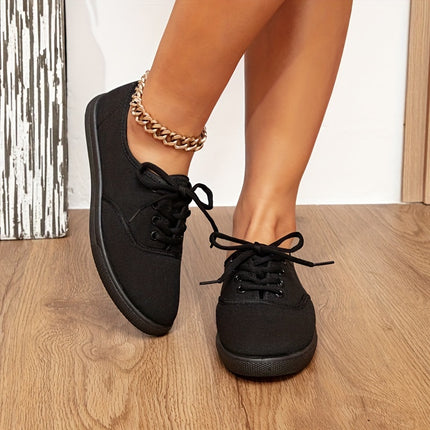 Black Canvas Lace-Up Sneakers