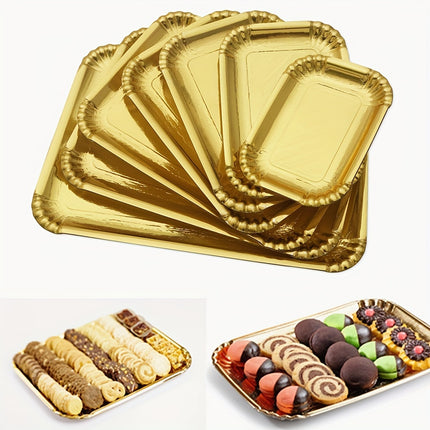 Elegant 10pcs Golden Foil Cake & Dessert Trays Set