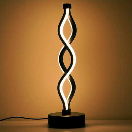 Modern Spiral Black Metal Table Lamp for Home Decor