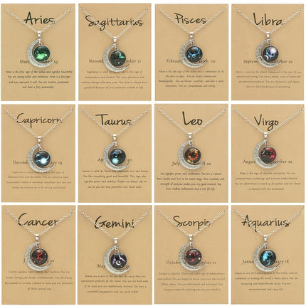 Luminous Zodiac Cross Pendant Necklace