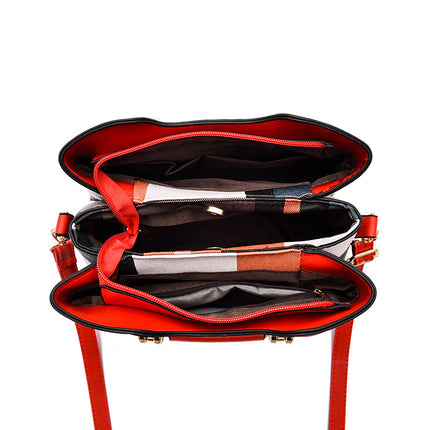 Colorblock Plaid Pendant Shoulder Bag