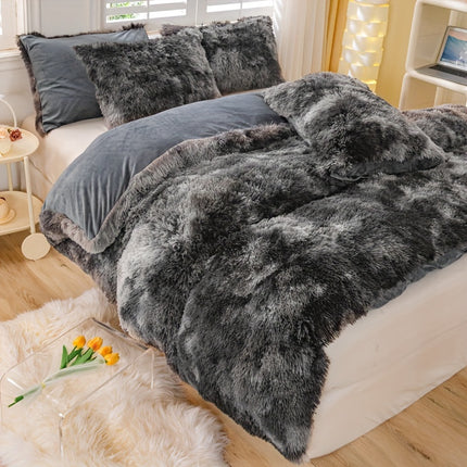 3pcs Tie-Dye Plush Duvet Set – Soft Winter Comfort