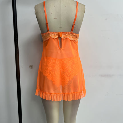 Sexy Lace Mesh Suspender Dress
