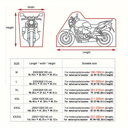 Universal All-Season Motorcycle Cover - Waterproof & UV Protection