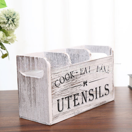 Rustic Wooden Utensil Holder