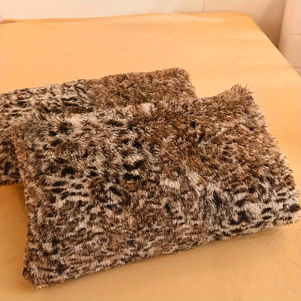 Luxurious Leopard Print Faux Fur Bedding Set