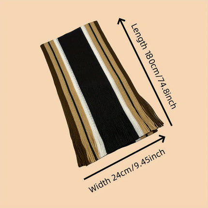 Men’s Striped Tassel Acrylic Scarf