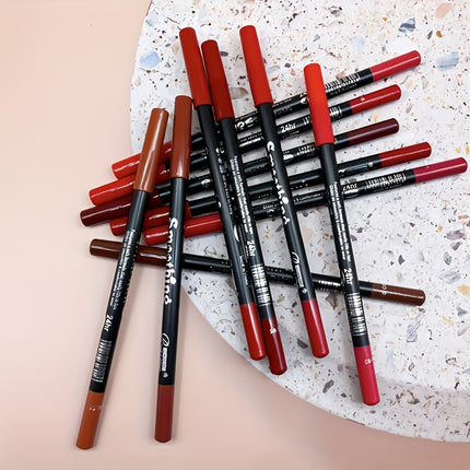 12-Color Matte Lip Liner Set - Long-Lasting, Non-Stick Cup, Natural Look for All Skin Tones