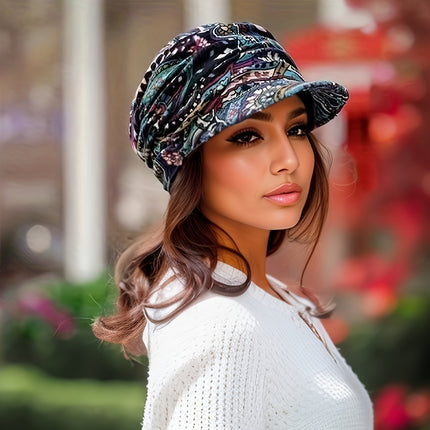 Vintage Flower Print Newsboy Hat