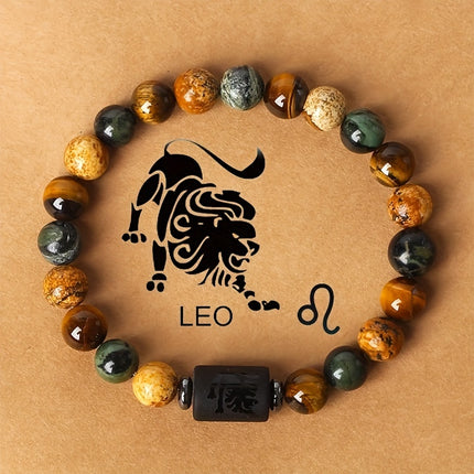 Men's Zodiac Stone Beaded Bracelet