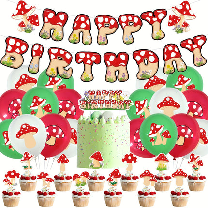 46pcs Cute Little Mushroom Birthday Party Decoration