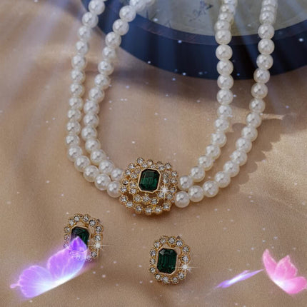 Double-Row Pearl & Rhinestone Set