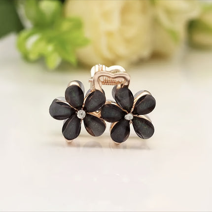 Elegant Crystal Flower Hair Claw – Stylish Alloy Shark Clip