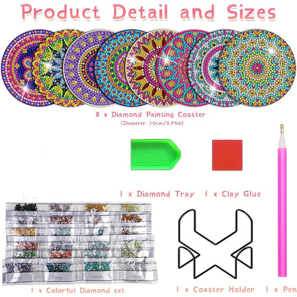 Mandala Diamond Art Coaster Set