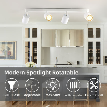 LED Ceiling Spotlight 4 Bulbs – White Swiveling GU10 Ceiling Lamp