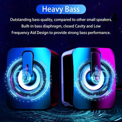 LED PC Speakers with Stereo - Monti Bargains