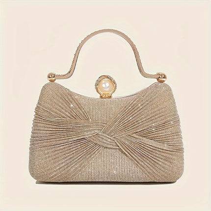Elegant Glitter Bow Evening Clutch