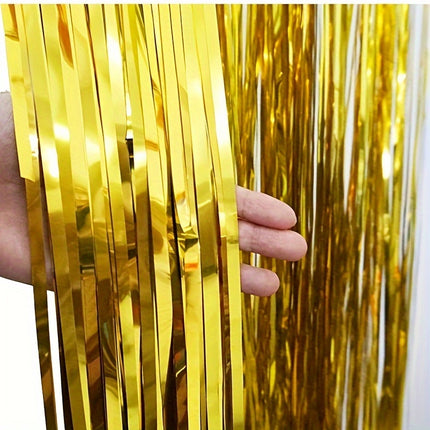 2 Packs Set of Foil Streamer Fringe Backdrop & Tinsel Metallic Decoration