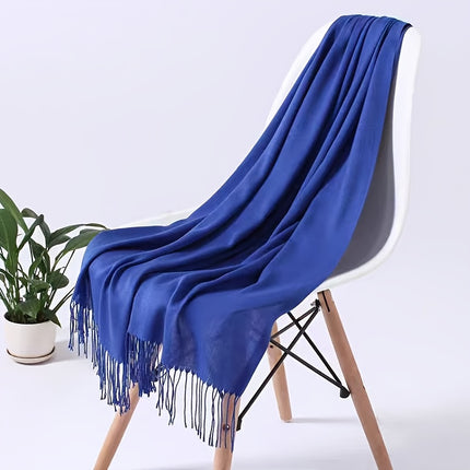 Elegant Plain Color Tassel Scarf